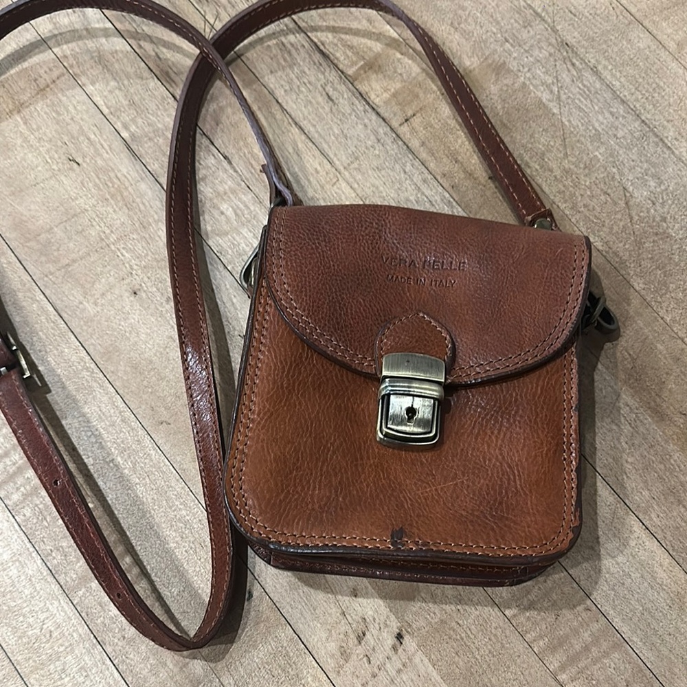 Vera Pelle Brown Leather Messenger Bag